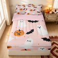 thumbnail image 1 of Erosebridal Kawaii Spooky Animal Zipper Twin Comforter Sets with Fitted Sheet and 2 Pillowcases, Cartoon Pumpkin Zipper Bedding Set for Girls, Blush Pink Orange Black, Pink Reversible, 1 of 7