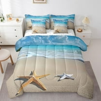 Erosebridal Kawaii Starfish Bed in a Bag Twin size, Coastal Beach Bed Set, Nature Ocean decor, Reversible 7pcs