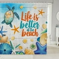 thumbnail image 1 of Erosebridal Kawaii Starfish Shower Curtain 72x84, Nautical Marine Bathroom Curtain 72x84, Sea Turtle Decor, Waterproof, 1 of 5