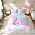 thumbnail image 1 of Erosebridal Kawaii Unicorn Bedding Full Size, Personalized Letter B Comforter Sets With Sheets, Cute Stars Clouds Bedding Sets Full Size, Breathable Room Decorative,7-Piece Reversible, 1 of 5