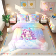 thumbnail image 1 of Erosebridal Kawaii Unicorn Bedding King Size, Personalized Letter W Comforter Sets With Sheets, Cute Stars Clouds Bedding Sets King Size, Breathable Room Decorative,7Pcs Reversible, 1 of 5