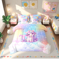 thumbnail image 1 of Erosebridal Kawaii Unicorn Bedding Queen Size, Personalized Letter T Comforter Sets With Sheets, Cute Stars Clouds Bedding Sets Queen Size, Breathable Room Decorative,7 Pieces Reversible, 1 of 5