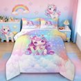 thumbnail image 1 of Erosebridal Kawaii Unicorn Bedding Sets Queen With Comforter, Personalized Letter W Duvet Insert, Cute Stars Clouds Comforter Sets Queen Size, Breathable Room Decorative,3Pcs Reversible, 1 of 6