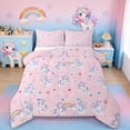 thumbnail image 1 of Erosebridal Kawaii Unicorn Kids Queen Comforter Set,Pink Loves Balloon Blue Stars Print Bedding Comforter Set For Girls,Reversible Pink 3pcs, 1 of 7