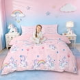 thumbnail image 1 of Erosebridal Kawaii Unicorn Kids Queen Duvet Cover Set,Pink Loves Balloon Blue Stars Print Bedding For Girls,Reversible Pink 3pcs,No Comforter, 1 of 6