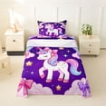 thumbnail image 1 of Erosebridal Kawaii Unicorn Kids Twin Sheet Sets,Cute Bowknot Kawaii Stars Rainbow Bedding For Girls 3-Piece, 1 of 6