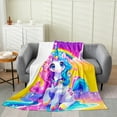 thumbnail image 1 of Erosebridal Kawaii Unicorn Throw Blanket for Couch, Cartoon Rainbow Plush Blanket, Bling Diamond Decor, 1 of 5