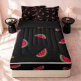 thumbnail image 1 of Erosebridal Kawaii Watermelon Zipper Queen Comforter Set with Fitted Sheet and 2 Pillowcases, Cartoon Fruit Zipper Bedding Set, Black Reversible, Black Watermelon, Black Reversible, 1 of 7