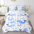 thumbnail image 1 of Erosebridal Kawaii Whale Bed in a Bag Twin size, Marine Animal Bed Set, Ocean Sealife Reversible Bedding Twin Size, Ultra Soft Room Decor, 7 Pieces, 1 of 6
