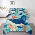 thumbnail image 1 of Erosebridal Kawaii Whale Bedding Sets Queen with Comforter, Ocean Starfish Duvet Insert, Plant Coral Decor, 3 Pieces, 1 of 7