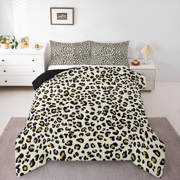 Erosebridal Khaki Cheetan Print Bedding Sets Twin with Comforter,Jungle Wildlife Duvet Insert, Cute Leopard Print Comforter Sets Twin Size,Super Cozy Room Decoration Reversible,2pcs