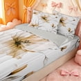 thumbnail image 1 of Erosebridal Khaki Magnolia Zipper Full Size Comforter Sets with Fitted Sheet and 2 Pillowcases for Girls, Modern Flower Art Zipper Bedding Set, Gray Reversible, 4 Pieces, 1 of 7