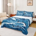 thumbnail image 1 of Erosebridal Kid Blue Shark Full Size Sheets, Japanese Ocean Waves Bed Sheets, 4-Piece, 1 of 5