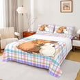 thumbnail image 1 of Erosebridal Kid Capybara Rabbit Bed Sheets, Buffalo Stripes King Sheets, 4pcs, 1 of 5