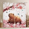 thumbnail image 1 of Erosebridal Kid Cute Capybara Curtains Pack of 2 (42x84 Each), Japanese Cherry Blossoms Curtains Blackout, 1 of 6