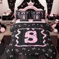thumbnail image 1 of Erosebridal Kid Cute Ribbon Twin Bedding Sets 7-Piece, Initial S Letter Bedding Comforter Set, Pink Reversible, 1 of 7