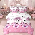 thumbnail image 1 of Erosebridal Kid Dreamy Butterfly Bedding Comforter Set 7pcs, Pink Flower Tree Queen Bedding Sets, 1 of 7