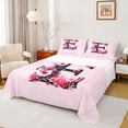 thumbnail image 1 of Erosebridal Kid Initial E Letter Queen Sheet Sets, Pink Flower Butterfly Bed Set, 4 Pieces, 1 of 5