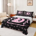thumbnail image 1 of Erosebridal Kid Monogrammed D Bed Sheets, Princess Bowknot King Sheets, Black Pink, 4pcs, 1 of 5