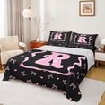 thumbnail image 1 of Erosebridal Kid Monogrammed R Queen Sheet Sets, Princess Bowknot Bed Set, Black Pink, 4-Piece, 1 of 5