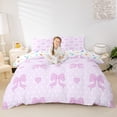 thumbnail image 1 of Erosebridal Kid Purple Bow Love Heart Duvet Cover Set, Cycle Polkadots Bedding Full, 3 Pieces, No Comforter, 1 of 5