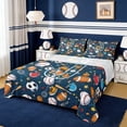 thumbnail image 1 of Erosebridal Kids Baseball Football Rugby Printed Full Size Sheets For Ball Games Lover,Monogrammed J Bed Sheets 4 Pieces, 1 of 6