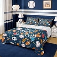 thumbnail image 1 of Erosebridal Kids Baseball Sport Games Queen Sheet Sets,Ball Personalized Alphabet R Bed Set For Boys 4 Pieces, 1 of 6