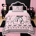 thumbnail image 1 of Erosebridal Kids Black Coquette Bowknot Twin Comforter Sets,Initial Theme Letter A Alphabet Bedding Set For Bow Lovers,Pink Reversible,2 Pieces, 1 of 7