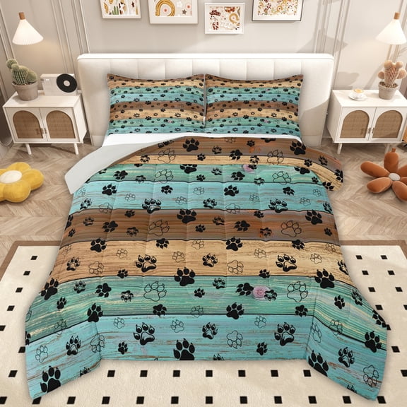 Erosebridal Kids Blue Old Barn Door Queen Comforter Set, Cute Bear Bedding Comforter Set, 3pcs