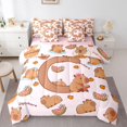 thumbnail image 1 of Erosebridal Kids C Personalized Initial Capybara Bubble Tea Bedding Comforter Set 7 Pieces,Boys Girls Kawaii Funny Food Full Bedding Set,Pink Reversible, 1 of 6