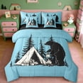 thumbnail image 1 of Erosebridal Kids Camping Themed 7pcs Bedding Comforter Set,Jungle Animal Bear Queen Bedding Sets For Boys Men,Reversible, 1 of 7