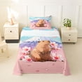 thumbnail image 1 of Erosebridal Kids Capybara Twin Sheet Sets For Capybara Lovers,Japanese Cherry Mountain Bedding 3pcs, 1 of 6
