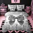 thumbnail image 1 of Erosebridal Kids Cartoon Bowtie 7pcs Bedding Comforter Set For Bows Lover,Dreamy Princess Style Ballet Girly Queen Bedding Sets,Reversible black, 1 of 7