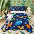 thumbnail image 1 of Erosebridal Kids Cartoon Dino Queen Comforter Set, Cute Dinosaur Bedding Comforter Set, Blue, 1 of 6