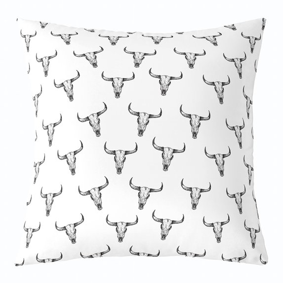 Erosebridal Cow Skull Throw Pillow Cover 18"x18" 1 Pcs Western Cowboy Pillow Case Cushion Cover West White Decorative Throw Pillowcase for Sofa Adult Cushion Case