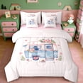 thumbnail image 1 of Erosebridal Kids Cute Camper 7-Piece Twin Bedding Sets For Travel Trailers,Pink Flowers Floral Bedding Comforter Set For Girls,Reversible black, 1 of 7
