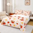 thumbnail image 1 of Erosebridal Kids Cute Capybara Red Strawberry Full Size Sheets 4-Piece,Boys Girls Kawaii Daisy Geometric Grid Bed Sheets,Super Cozy Room Decor, 1 of 5