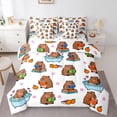 thumbnail image 1 of Erosebridal Kids Cute Cartoon Capybara 7-Piece Bedding Comforter Set For,Rodent Animals Theme Pink Flowers King Bedding Sets Reversible, 1 of 7