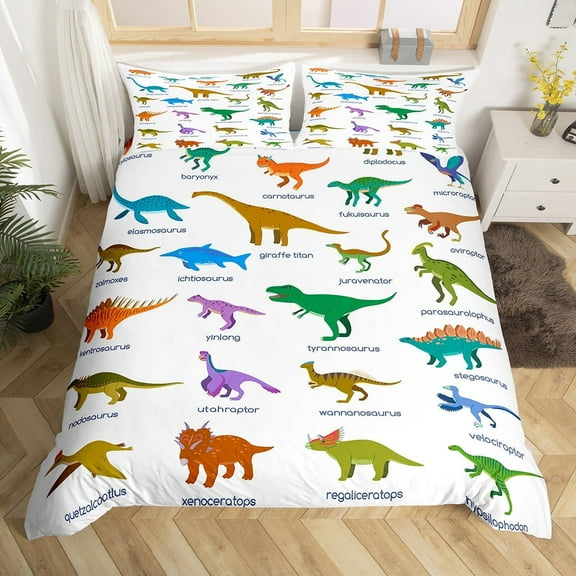 Erosebridal Duvet Cover Twin Size Dinosaur,Cute Dino Bedding Set,Set of Ancient Dinosaur Comforter Cover,Jungle Animal Bed Sets with 1 Pillowcase All Season