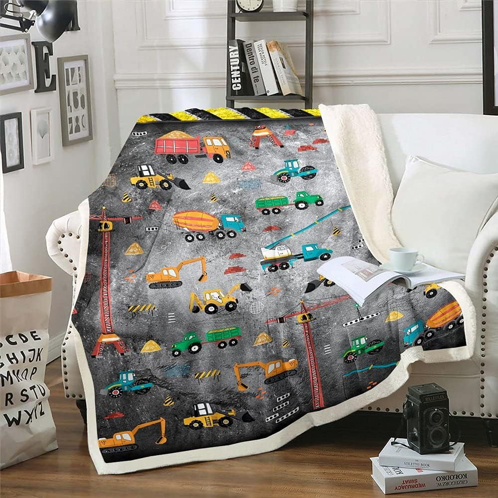 Erosebridal Kids Excavator Throw Blanket, Tractor Truck Plush Blanket