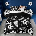 thumbnail image 1 of Erosebridal Kids Football Shoes Duvet Cover Set,Cartoon Soccer Pattern Bedding Full For Kids,Reversible Black 3pcs,No Comforter, 1 of 6