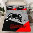thumbnail image 1 of Erosebridal Gamer Bed Sheets Set And Gaming Bedding Set Video Game Controller Fitted Sheets 3Pcs Sheets Includes 1 Fitted Sheet & 1 Flat Sheet With 1 Pillowcase Red Black (Twin), 1 of 5