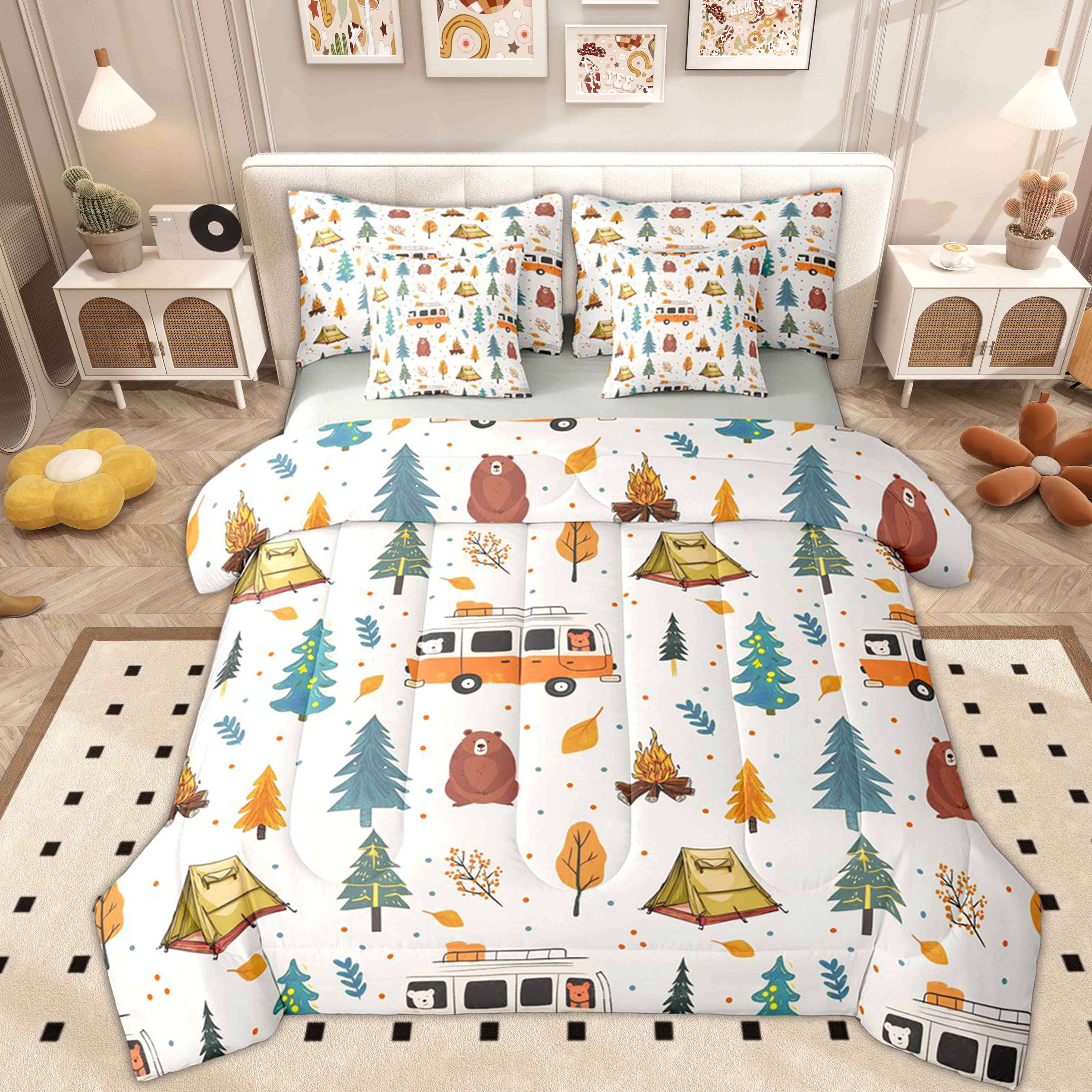 Erosebridal Kids Happy Camping Bedding Comforter Set 7pcs, Rustic ...