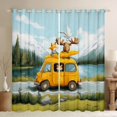 thumbnail image 1 of Erosebridal Kids Happy Camping Black Out Curtains,Cartoon Fox Deer Yellow Car Curtains Pack of 2 (42x63 Each) for Boys Girls,Lightweight Room Decor, 1 of 6