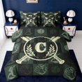thumbnail image 1 of Erosebridal Kids Initial Personalized Gifts 7-Piece Twin Bedding Sets,Beige Alphabet C Bedding Comforter Set For Baseball Gamer,Reversible black, 1 of 7