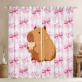 thumbnail image 1 of Erosebridal Kids Kawaii Capybara With Bubble Tea Blackout Curtains Set of 2 (52x84 Each),Boys Girls Cute Ribbon Bow Geometric Plaid Window CurtainsBreathable Home Decor, 1 of 6