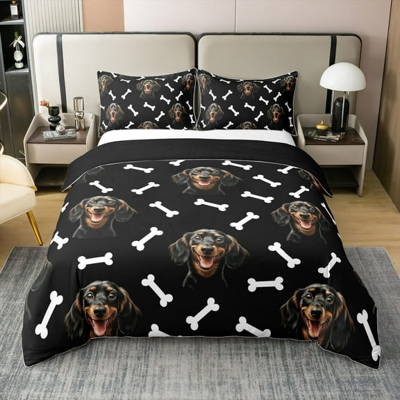 Erosebridal Pet 100% Cotton Duvet Cover Queen Size, Dachshund Dog Bedding Sets Queen Size, Animal Lover Bedroom Decor (No Comforter)