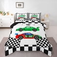thumbnail image 1 of Erosebridal Kids Race Car Queen Comforter Set, Racing Flag Bedding Comforter Set, Black Reversible, 1 Comforter and 2 Pillowcases, 1 of 6