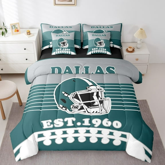 Erosebridal Sports Bedding Twin Size 7pcs, Lightweight, Dark Cyan, Dallas