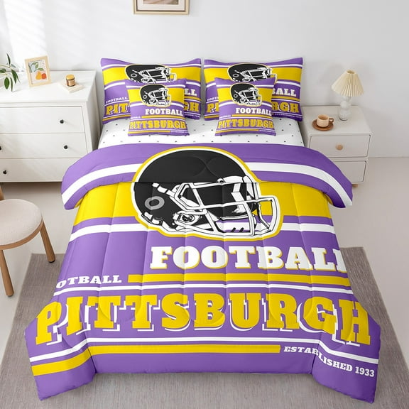 Erosebridal Sports Bedding Twin Size 7pcs, Lightweight, Purple, Pittsburgh